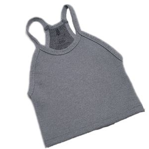 FP Movement Happiness Runs Cropped Ribbed Heather Grey Tank Top X-Small